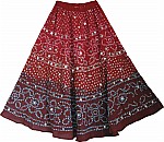 Red Tie Dye Sequin Long Skirt 