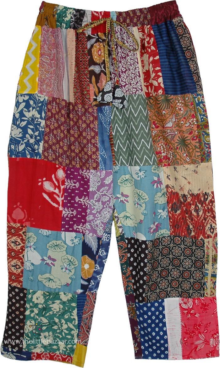 Kaleidoscope Patchwork Recycled Fabric Boho Pants