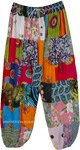 Multicolored Recycled Fabric Patchwork Harem Pants