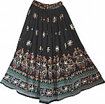 Black Skirt with Block Print