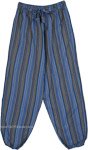 Boho Vibes Ocean Blue Striped Cotton Pants