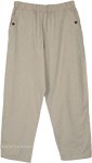 Oatmeal Cotton Low Rise Easy Pull-On Pants