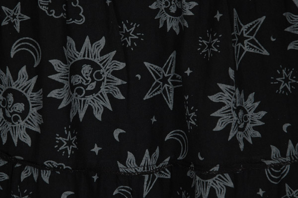 Black Star Moon Tiered Cotton Mystical Skirt