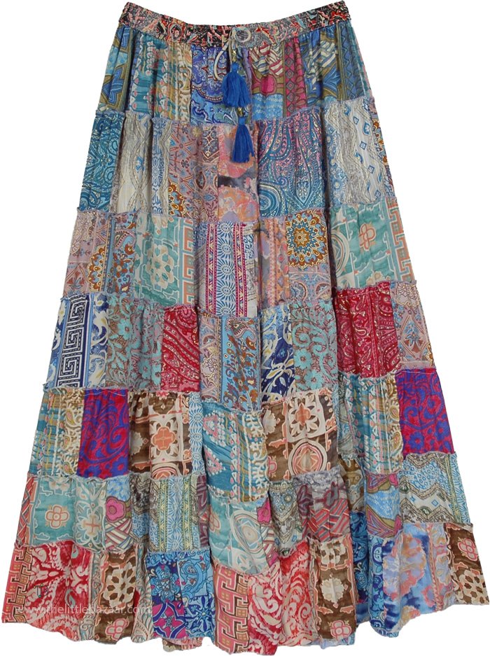 Sustainable Mixed Print Soft Maxi Long Skirt