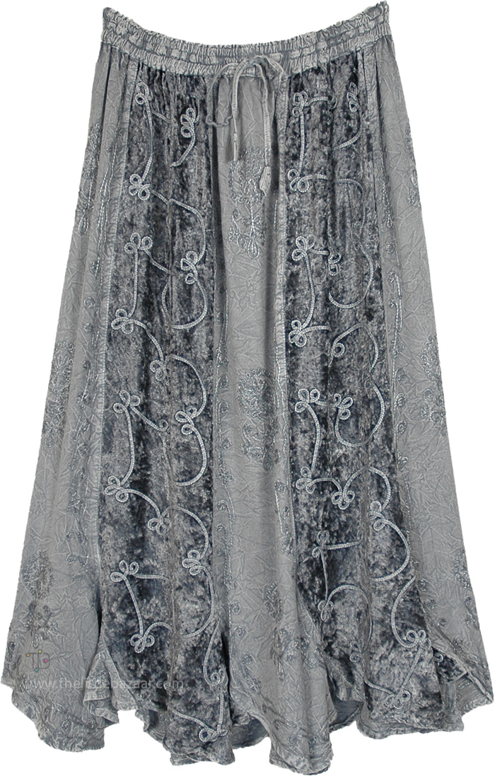 Silver Creek Velvet Embroidered Maxi Panels Skirt
