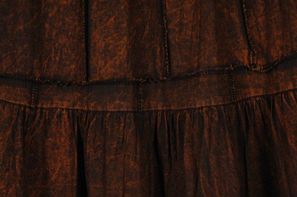 Bronze Clay Full Circle Patchwork Tier Maxi Skirt