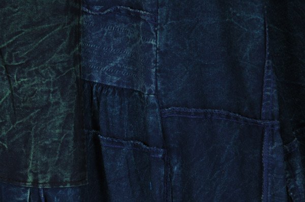 Deep Denim Patchwork Wide Leg Boho Pants