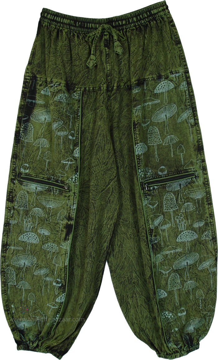 Soft Spring Green Toadstool Cargo Harem Pants