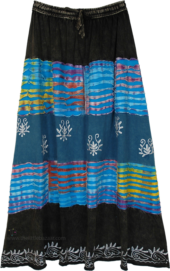 Midnight Wave Artisan Boho Long Skirt