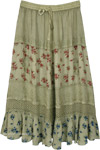 Sage Reverie Multi-Panel Boho Maxi Skirt