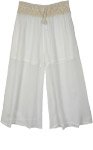 Boho Ivory Gaucho Capris with Pockets [5609]