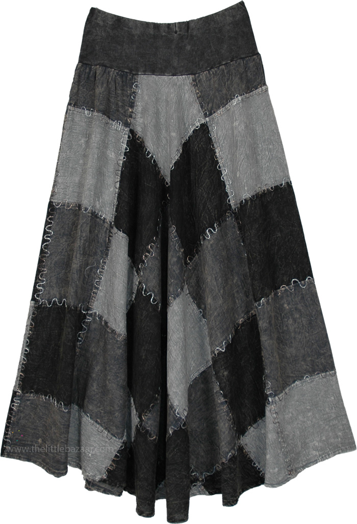 Urban Shadow Cotton Patchwork Full Circle Skirt