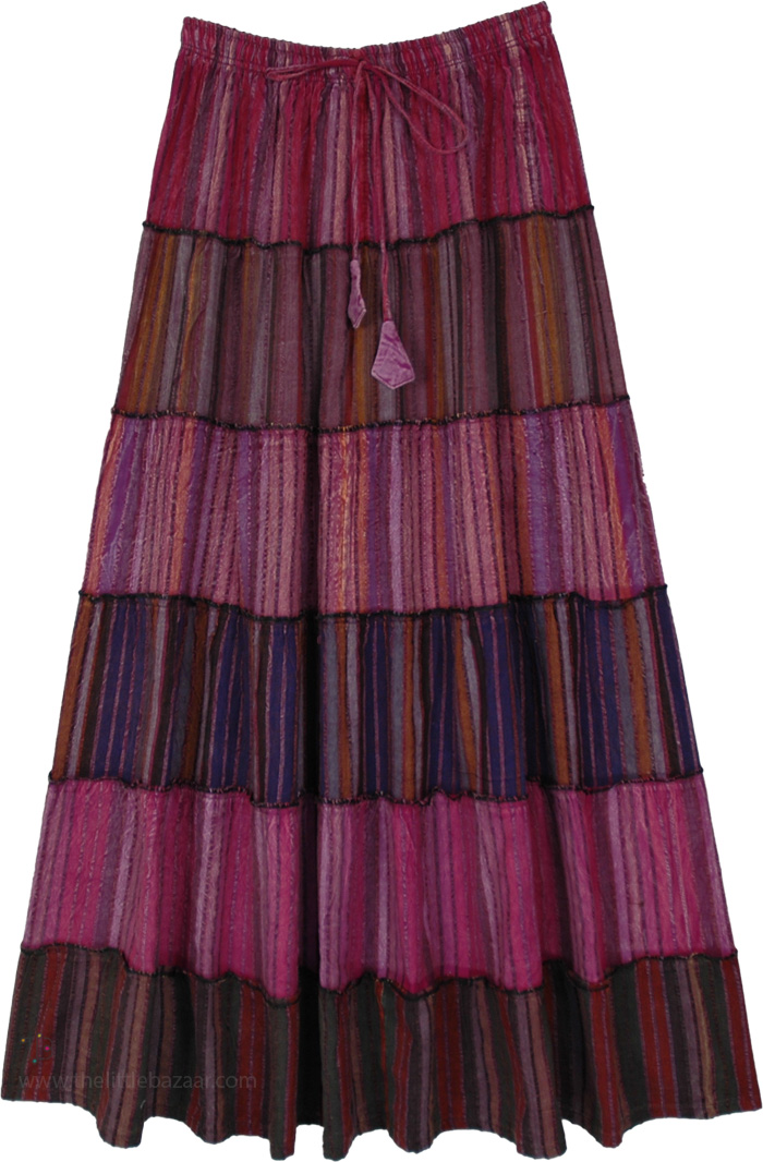 Dreamy Purple Sunset Cotton Panels Maxi Skirt