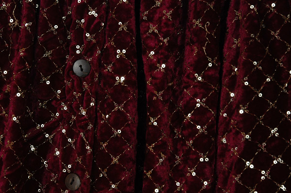 Sequin Embellished Velvet Maxi Skirt with Side Pockets