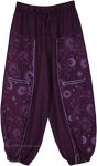Purple Stone-Washed Cosmic Print Balloon Pants with Pockets [5625]