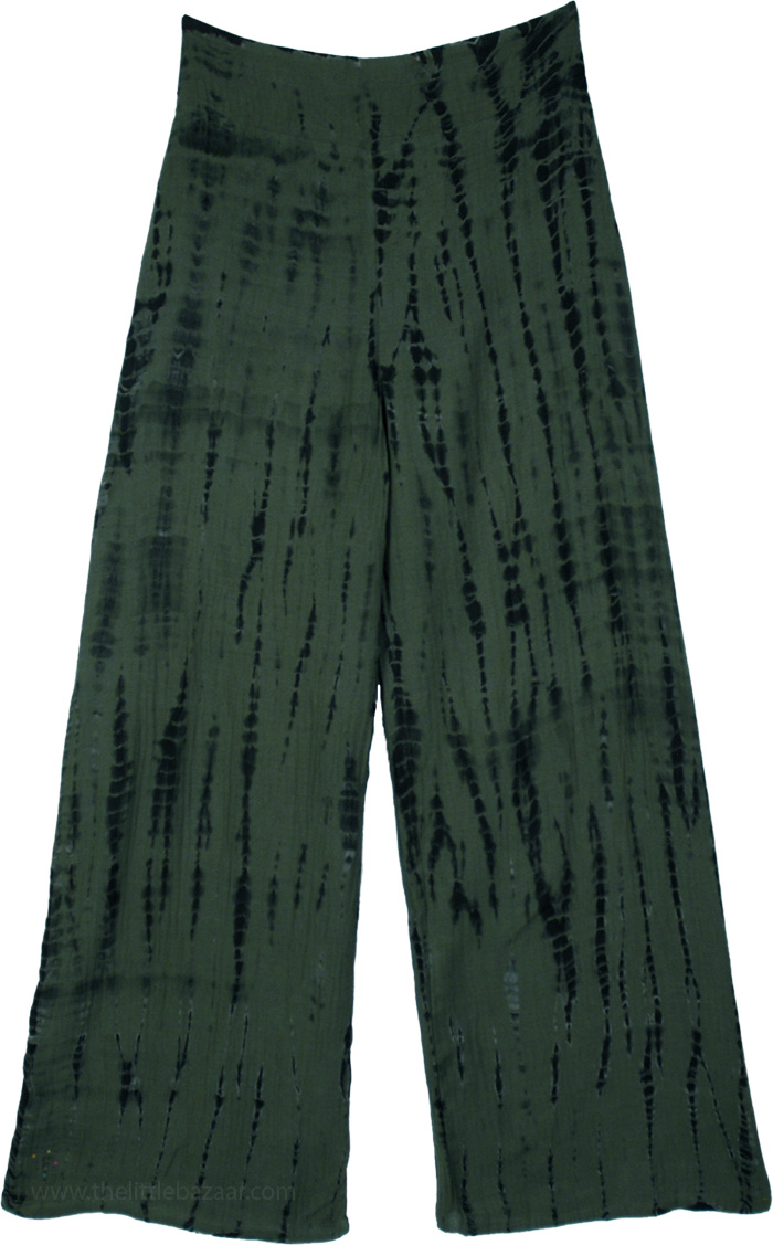 Green Kelp Tie Dye Straight Gauze Cotton Pants