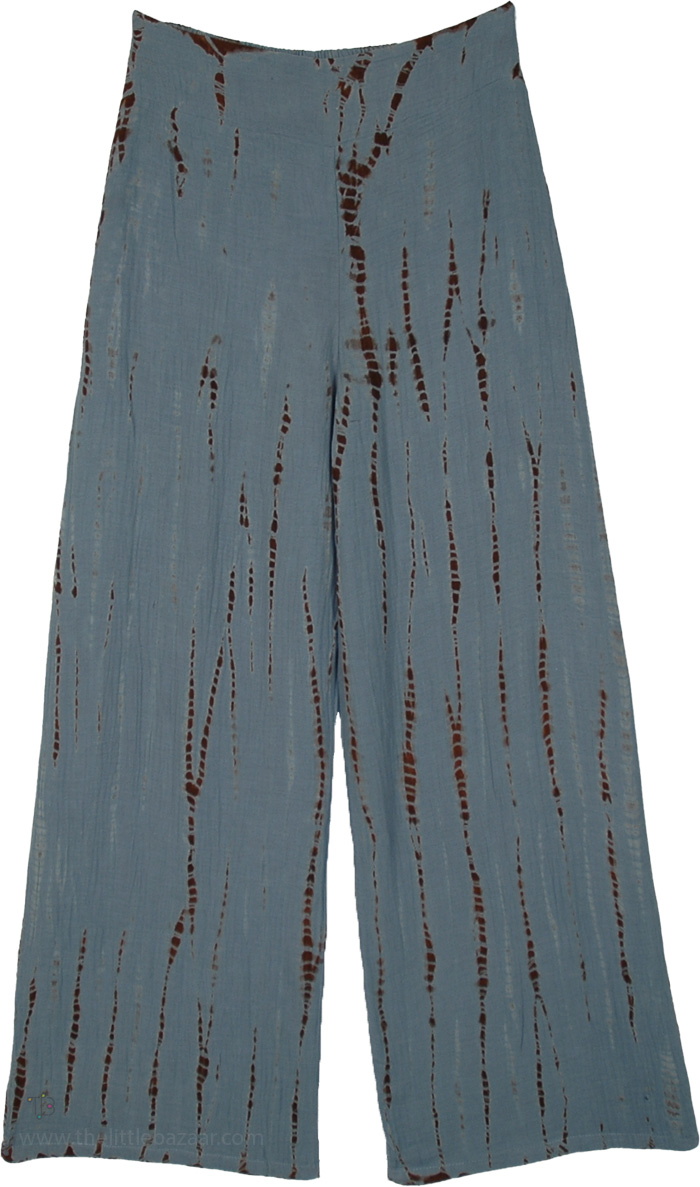 Slate Blue Tie Dye Straight Gauze Cotton Pants
