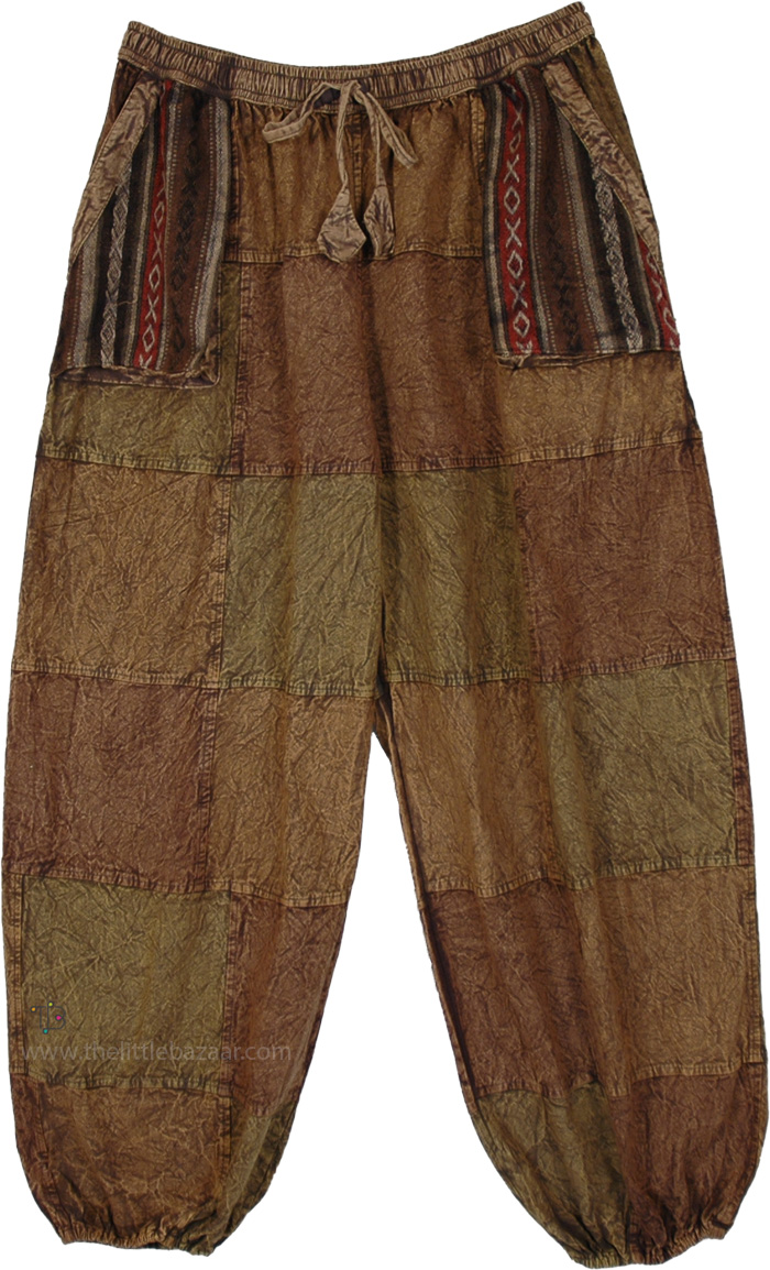 Earthy Olive Patchwork Pants For The Free Spirit