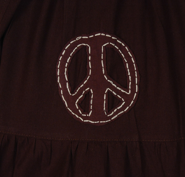 Dark Cocoa Peace Heart Hippie Harem Pants