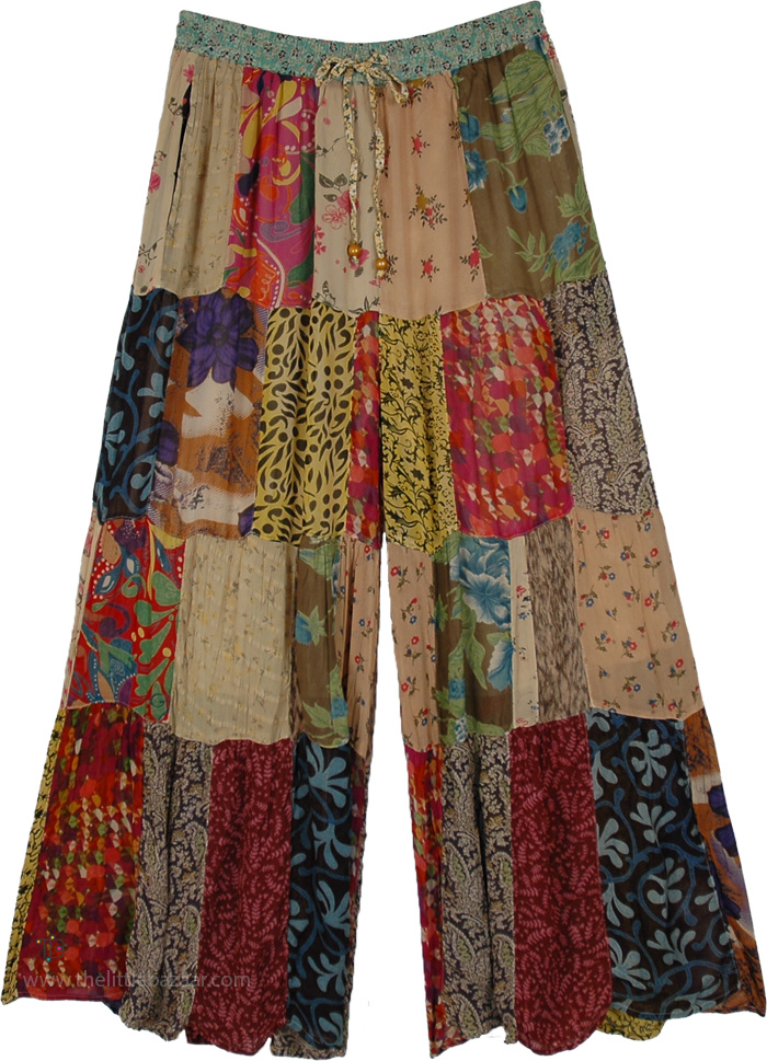 Retro Patchwork Vintage Flared Boho Pants