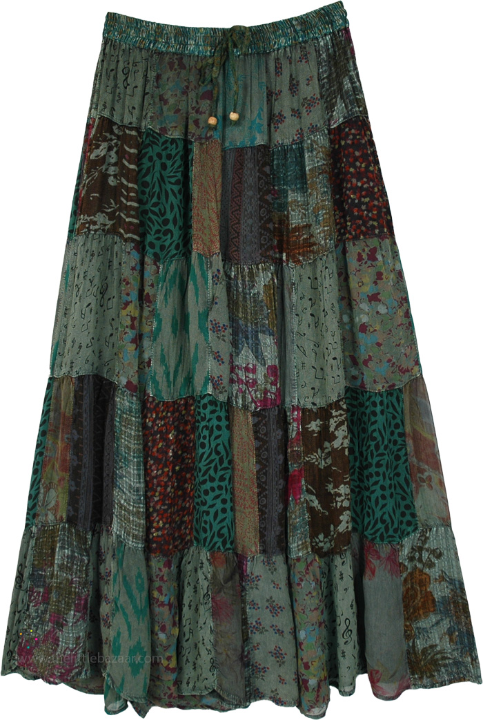 Basil Heritage Patchwork Maxi Spirit Flow Skirt