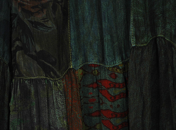 Swinging Sixties Patchwork Boho Pants in Basil