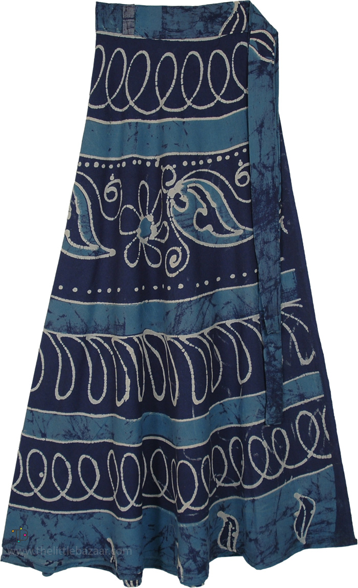 Astronaut Blue Earth Batik Wrap Skirt