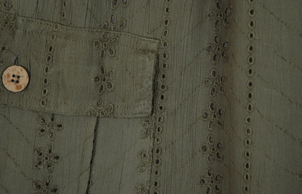 Olive Eyelet Cotton Cargo Harem Joggers Pants