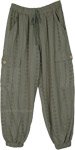 Dusty Green Eyelet Six-Pocket Harem Joggers [5677]