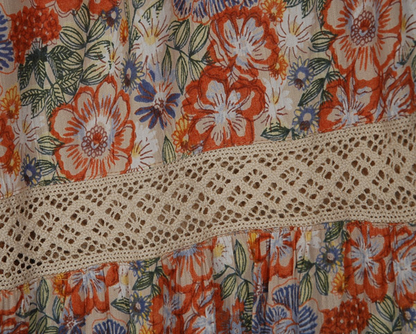 Sun-Washed Orange Tiered Lace Boho Palazzos