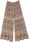 Burnt Orange Floral Lace Insert Palazzo Pants [5681]