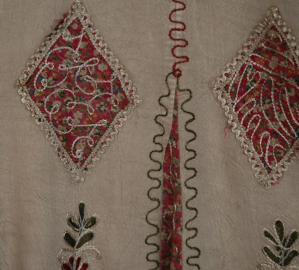 Greige Floral Patch Folk Boho Maxi Skirt