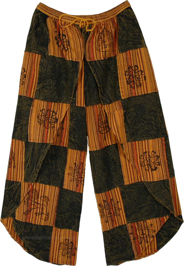 Harvest Patchwork Layered Slit Boho Pants