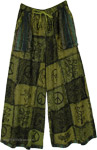 Moss Nomad Bohemian Cotton Wide Leg Pants in Green [5721]