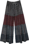 Wide Leg Tiered Striped Patchwork Lounge Pants [5723]