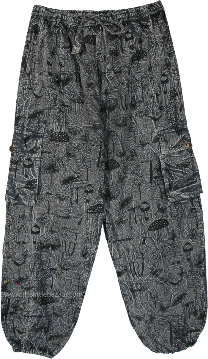 Ash Mushroom Boho Harem Cargo Pants