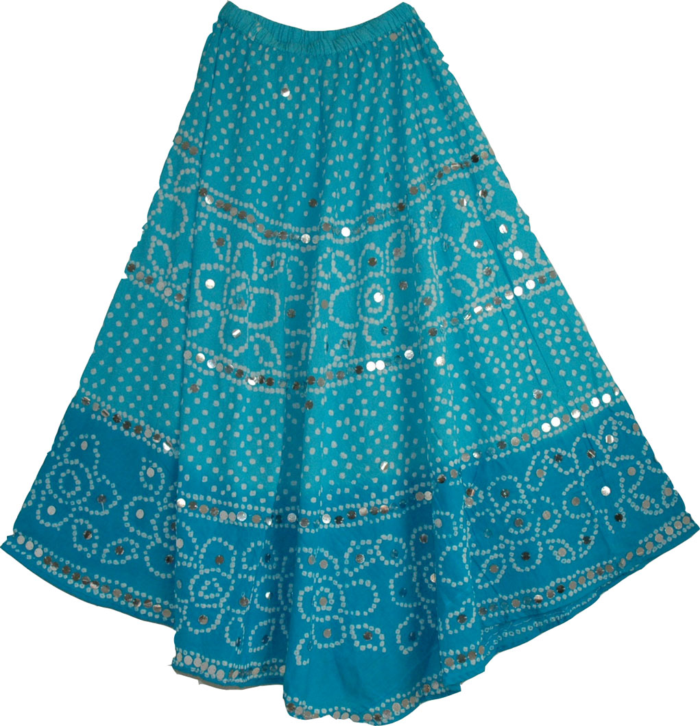 Tie Dye Indian Long Skirt Blue
