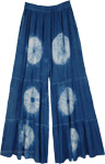 Cobalt Tie Dye Flared Wide Leg Boho Pants