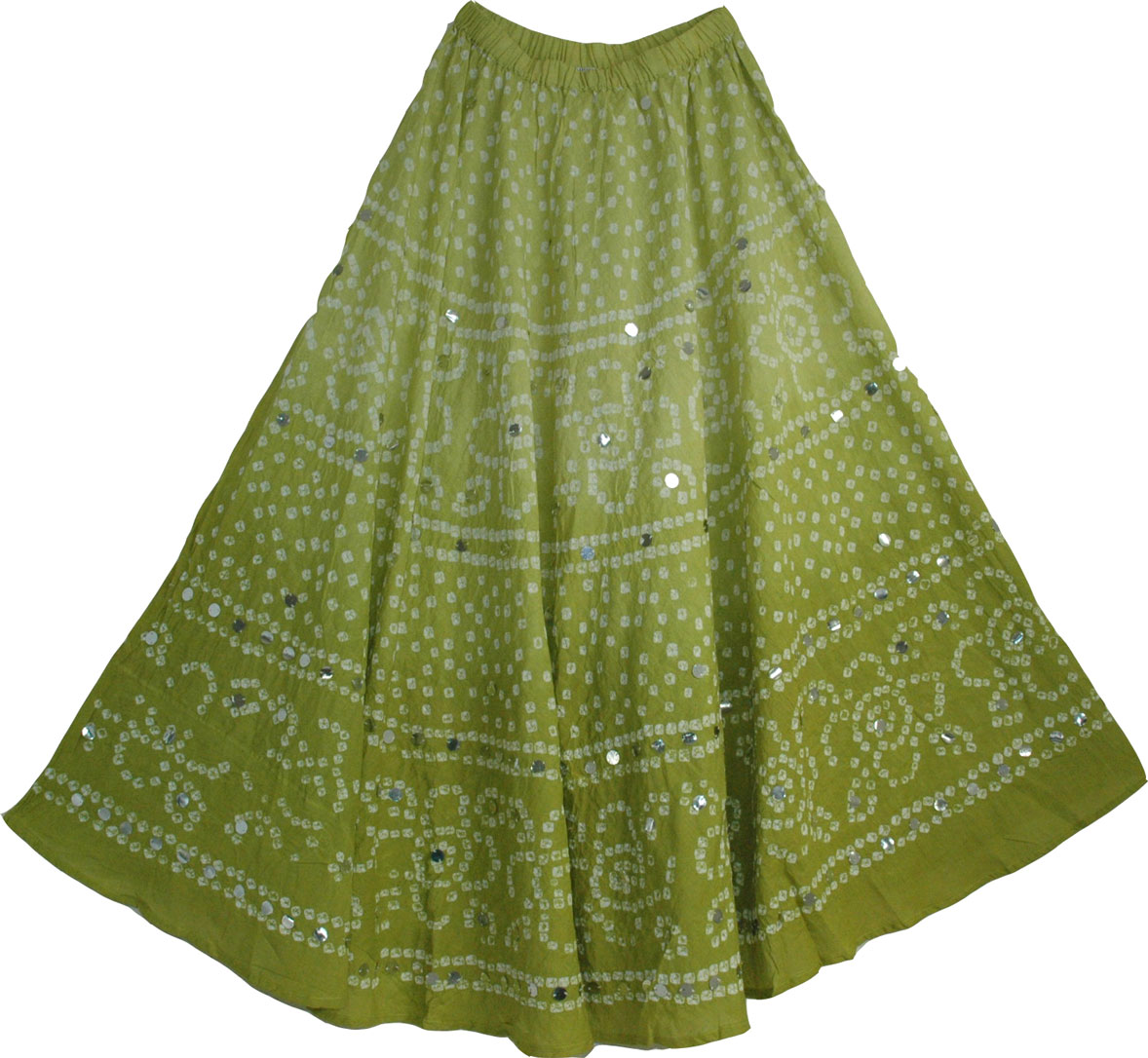 Tie Dye Skirt Long in Green | Sequin-Skirts