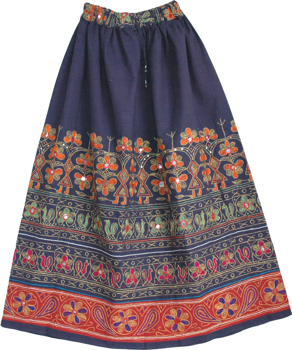 Hand Embroidered Womens Long Skirt