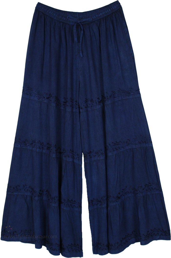 Astronaut Blue Tiered Wide Leg Palazzo Pants