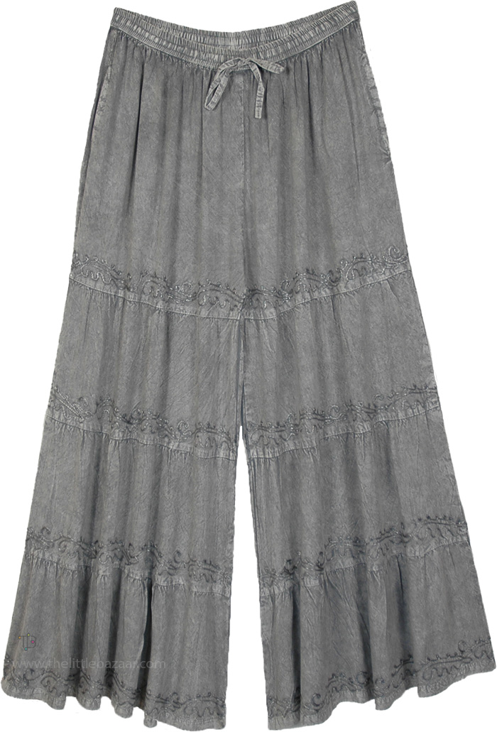 Misty Drift Stonewashed Wide Leg Palazzo Pants