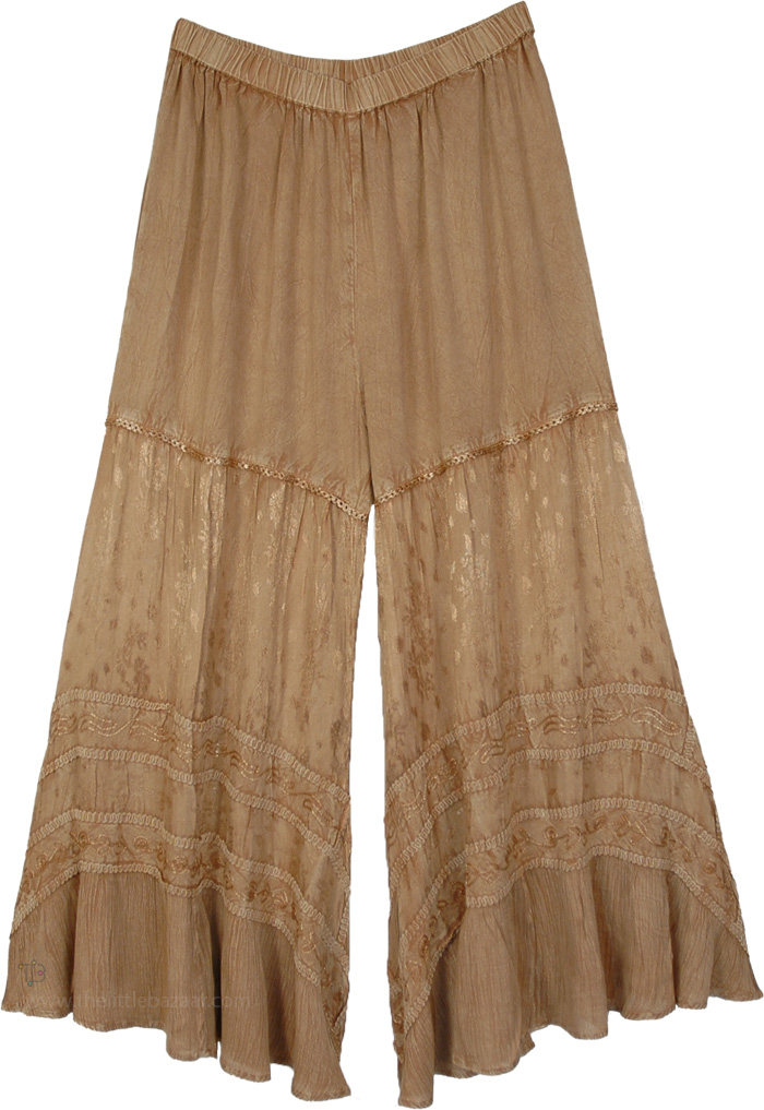 Golden Wheat Wide Leg Renaissance Pants