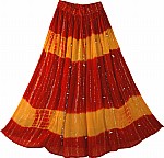 Red Yellow Summer Long Skirt