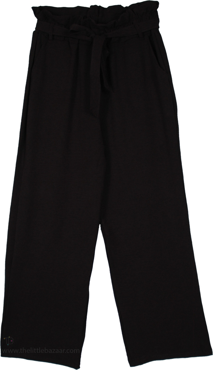 Black Magic Paperbag Waist Straight Leg Pants
