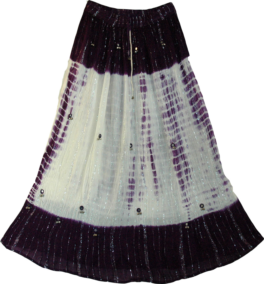 Purple Long Skirt  with Mirrors