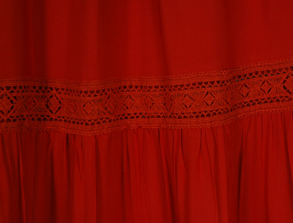 Crimson Scarlet Lace Tiered Maxi Skirt