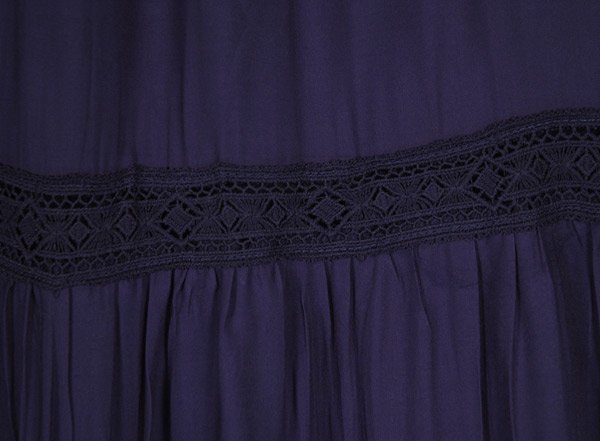 Sapphire Blue Lace Tiered Cotton Maxi Skirt