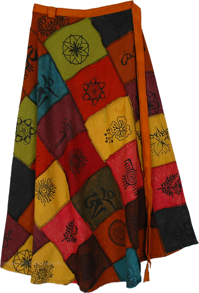 Campfire Hippie Patchwork Maxi Wrap Skirt