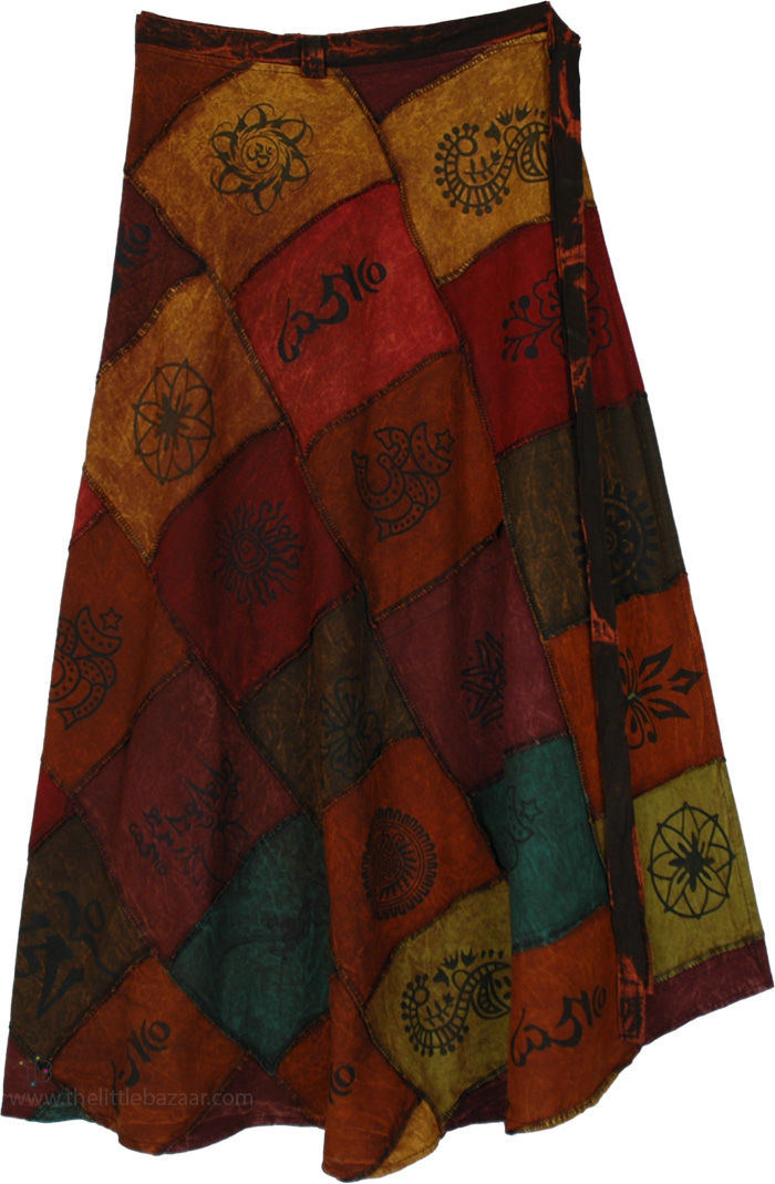 Chai Spice Patchwork Maxi Wrap Around Skirt